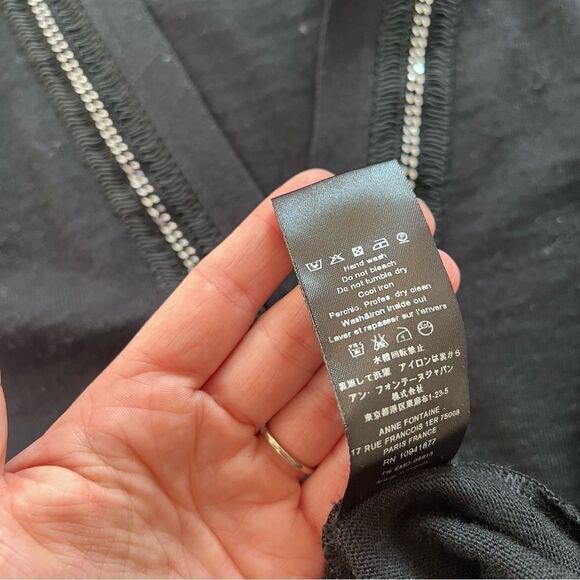 Anne Fontaine black wool v neck chain embellished cardigan‎ sweater women’s 38 - Picture 7 of 10